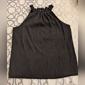 Flirty Black Versona Halter With Ripple Pattern and Ruffle Neckline Size Medium